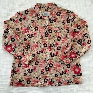 Tilley Endurables Liberty of London pink floral button up 100% cotton XL vtg?